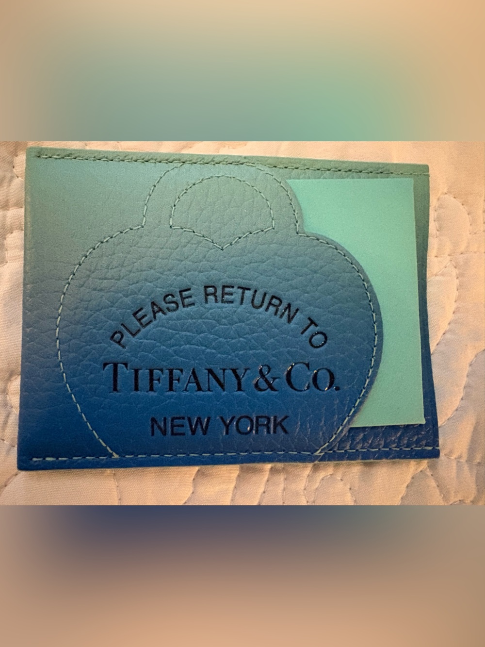 Tiffany & Co. Gradient Blue Leather Card Holder with Logo